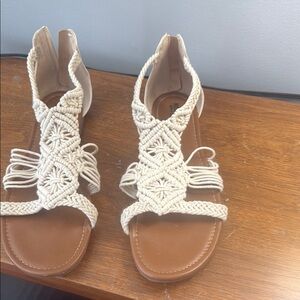 Mossimo Supply Co Cream and Brown Macramé Sandals